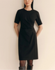 RESPONSIBLE STRETCH WOOL PLEATED WAIST SHORT SLEEVE  DRESS