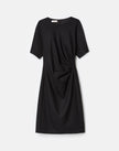 RESPONSIBLE STRETCH WOOL PLEATED WAIST SHORT SLEEVE  DRESS