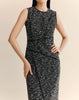WOOL COTTON BOUCLE TWEED SLEEVELESS SHEATH DRESS