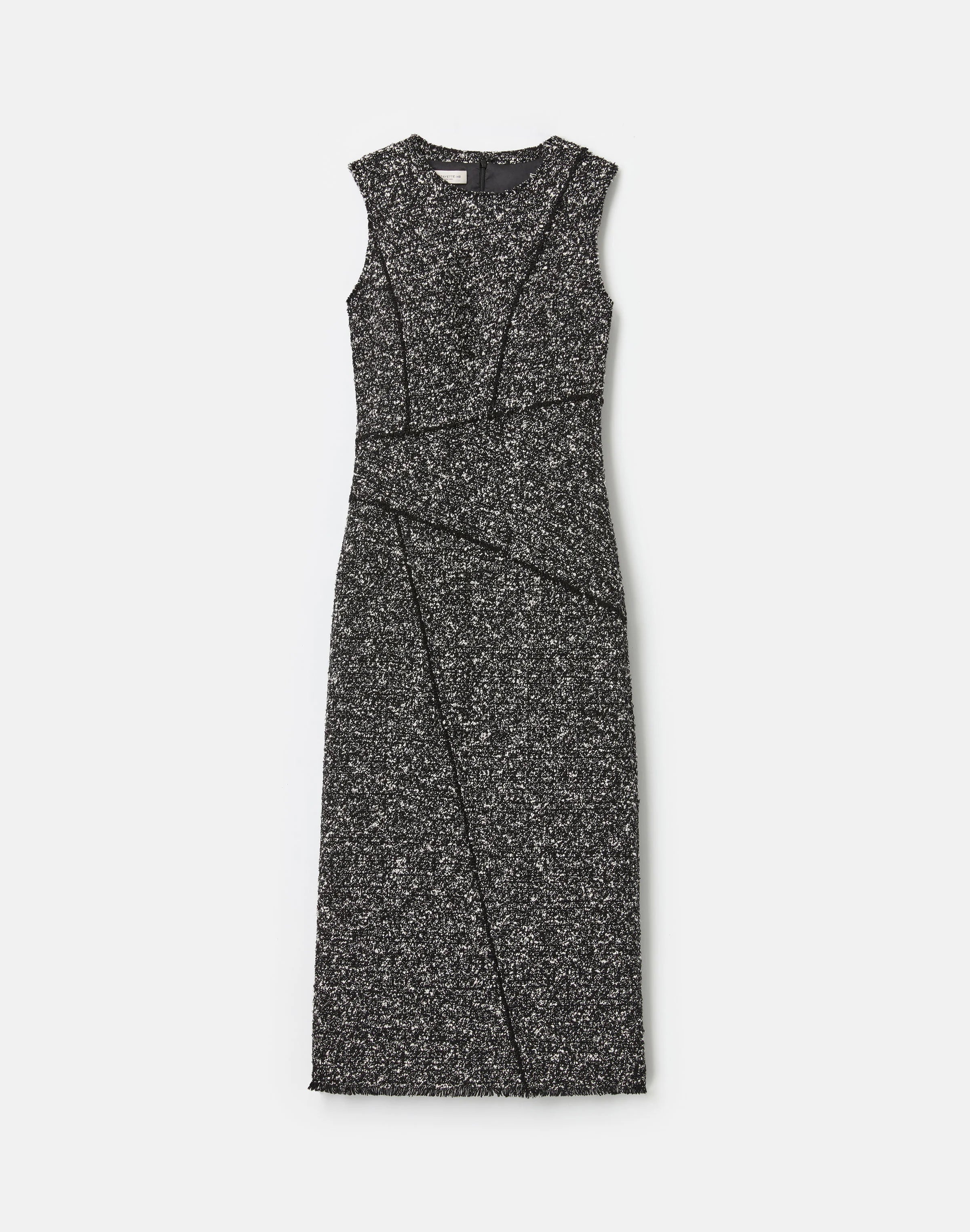 WOOL COTTON BOUCLE TWEED SLEEVELESS SHEATH DRESS