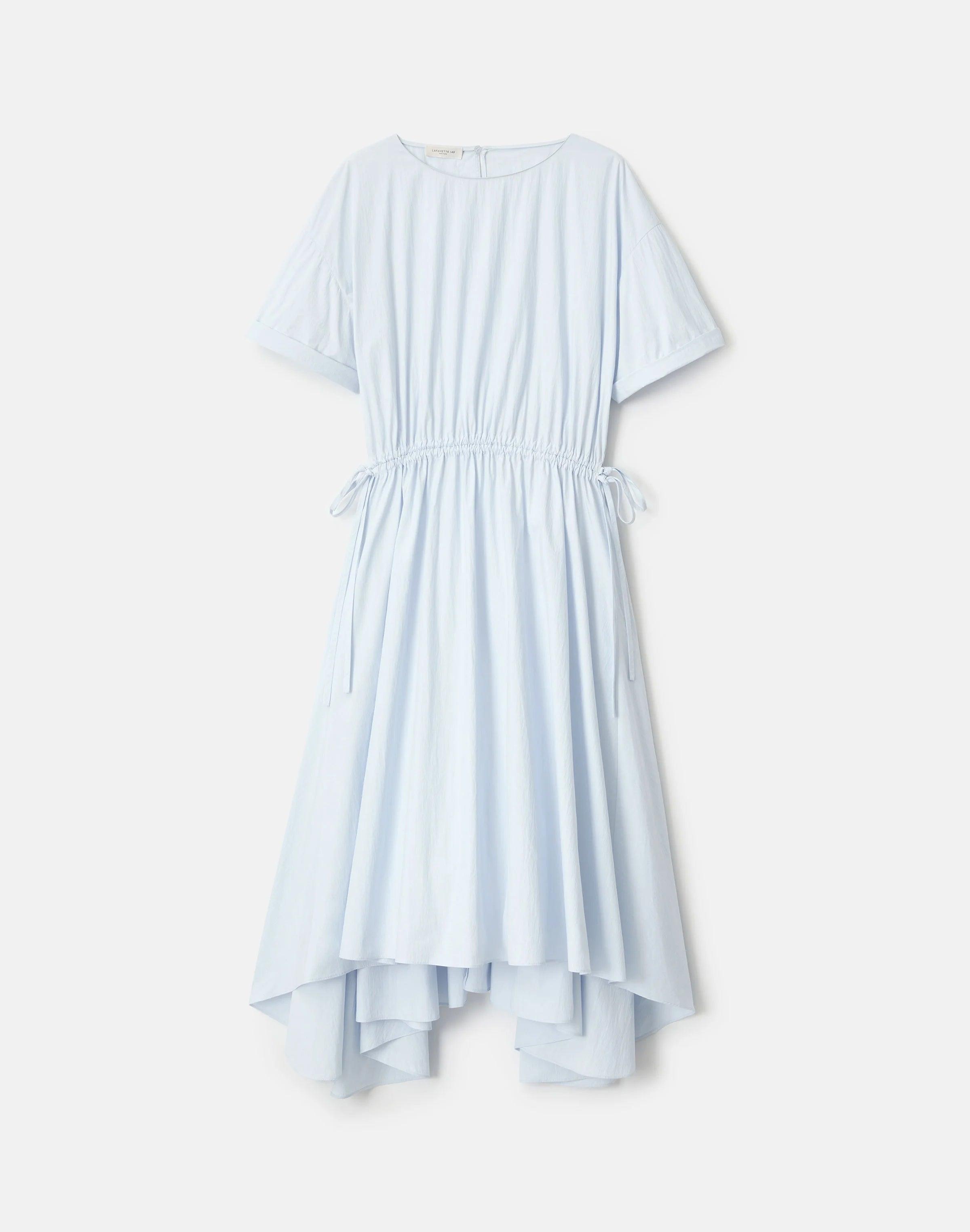 TRAVEL COTTON GATHERED TIE MIDI DRESS