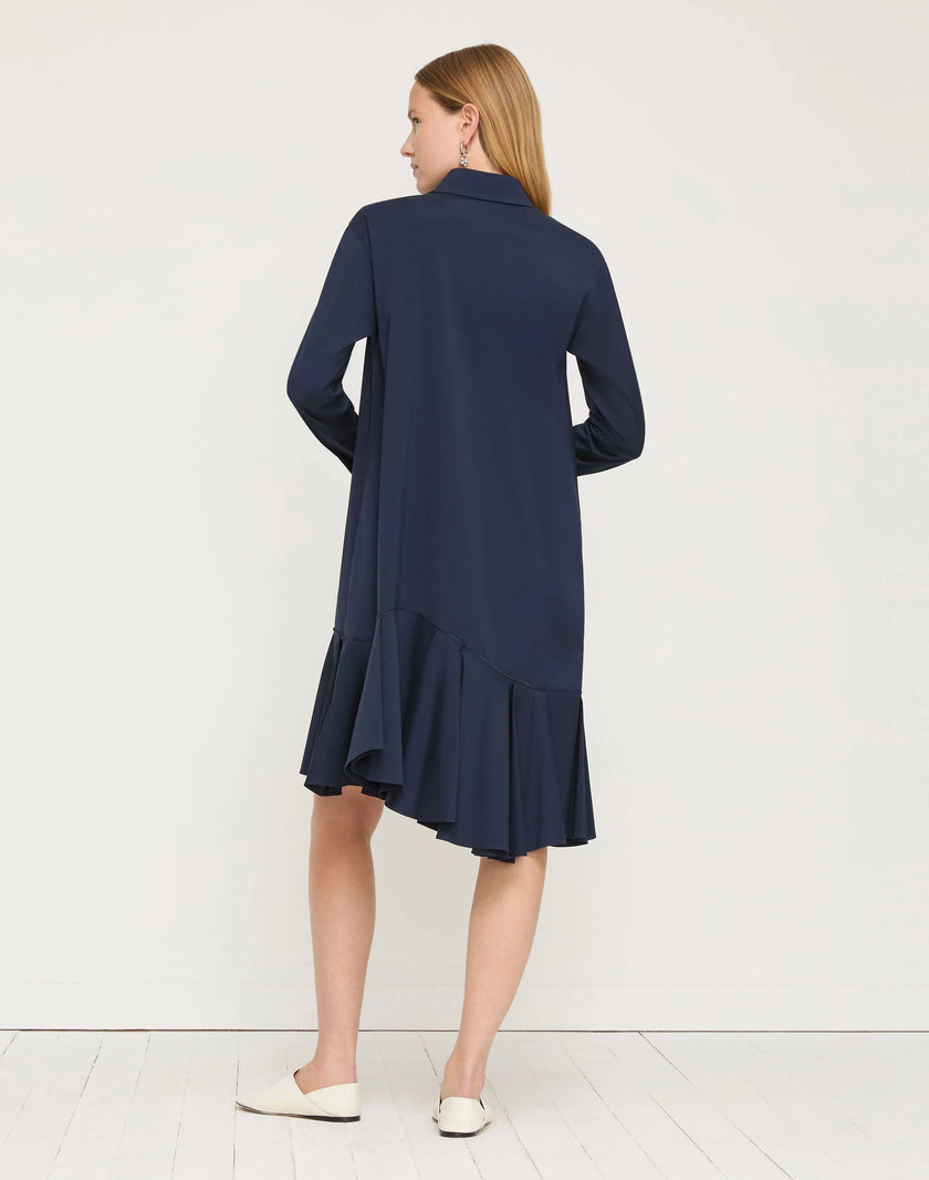STRETCH COTTON ASYMMETRIC SHIRTDRESS