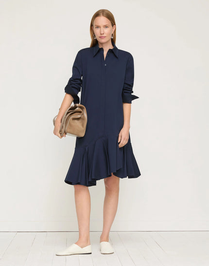 STRETCH COTTON ASYMMETRIC SHIRTDRESS
