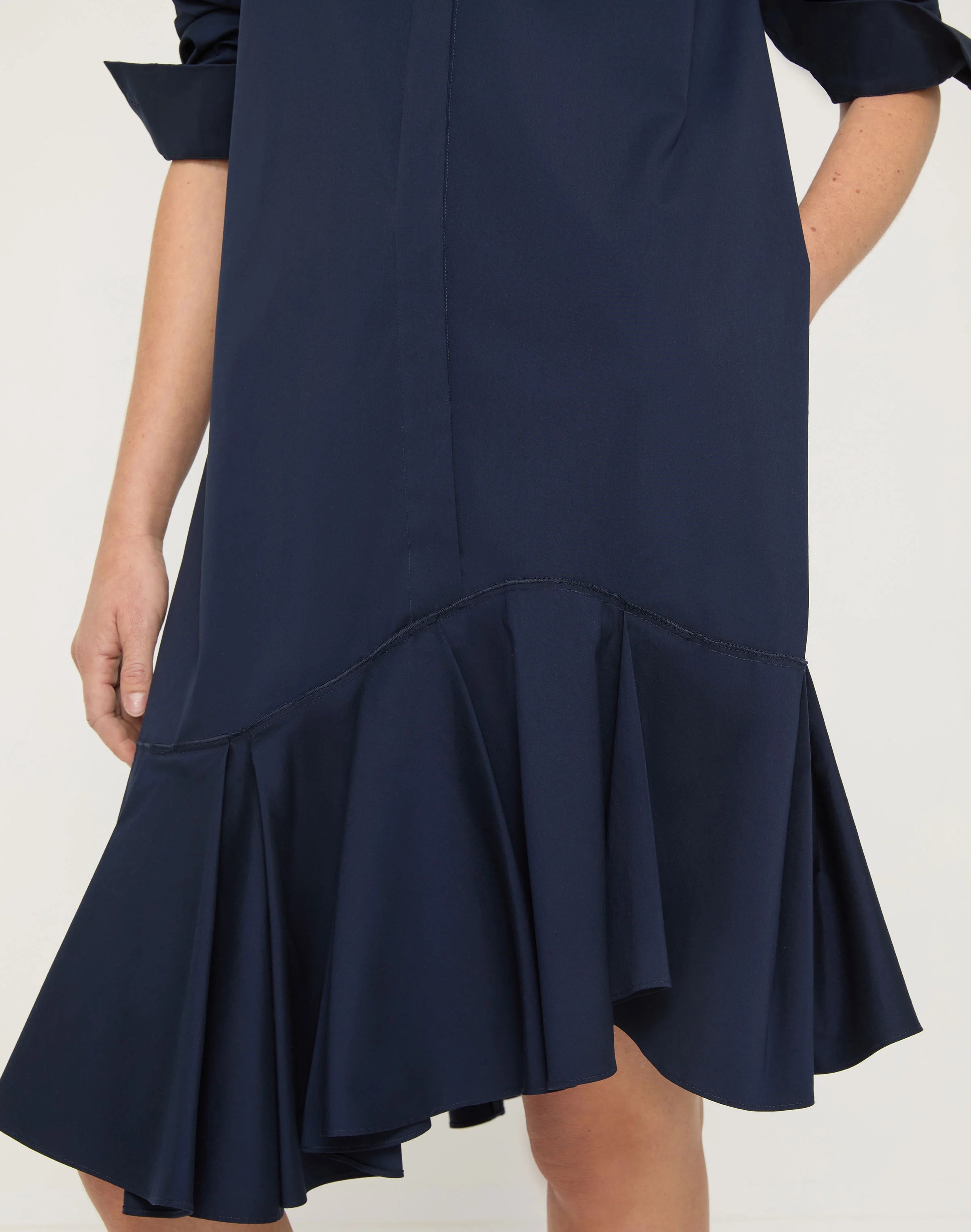 STRETCH COTTON ASYMMETRIC SHIRTDRESS