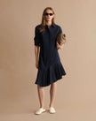 STRETCH COTTON ASYMMETRIC SHIRTDRESS
