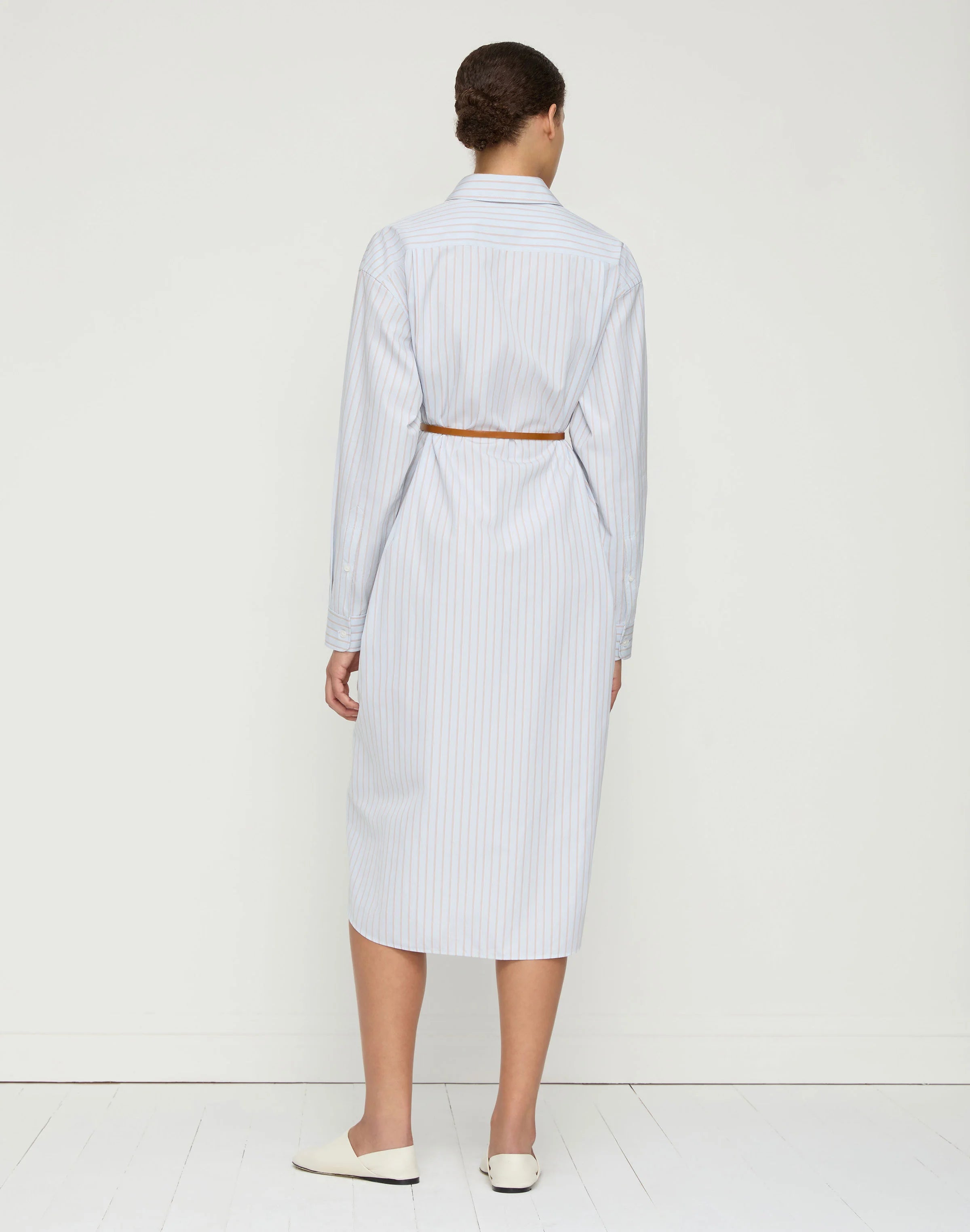AURORA STRIPE COTTON BELTED OVERSIZED SHIRTDRESS