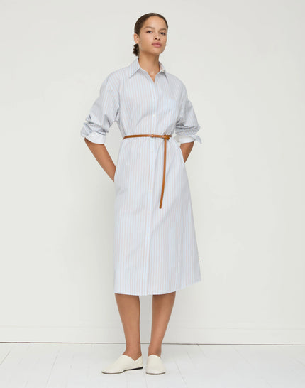 AURORA STRIPE COTTON BELTED OVERSIZED SHIRTDRESS