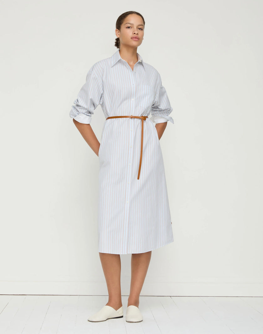AURORA STRIPE COTTON BELTED OVERSIZED SHIRTDRESS