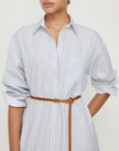 AURORA STRIPE COTTON BELTED OVERSIZED SHIRTDRESS