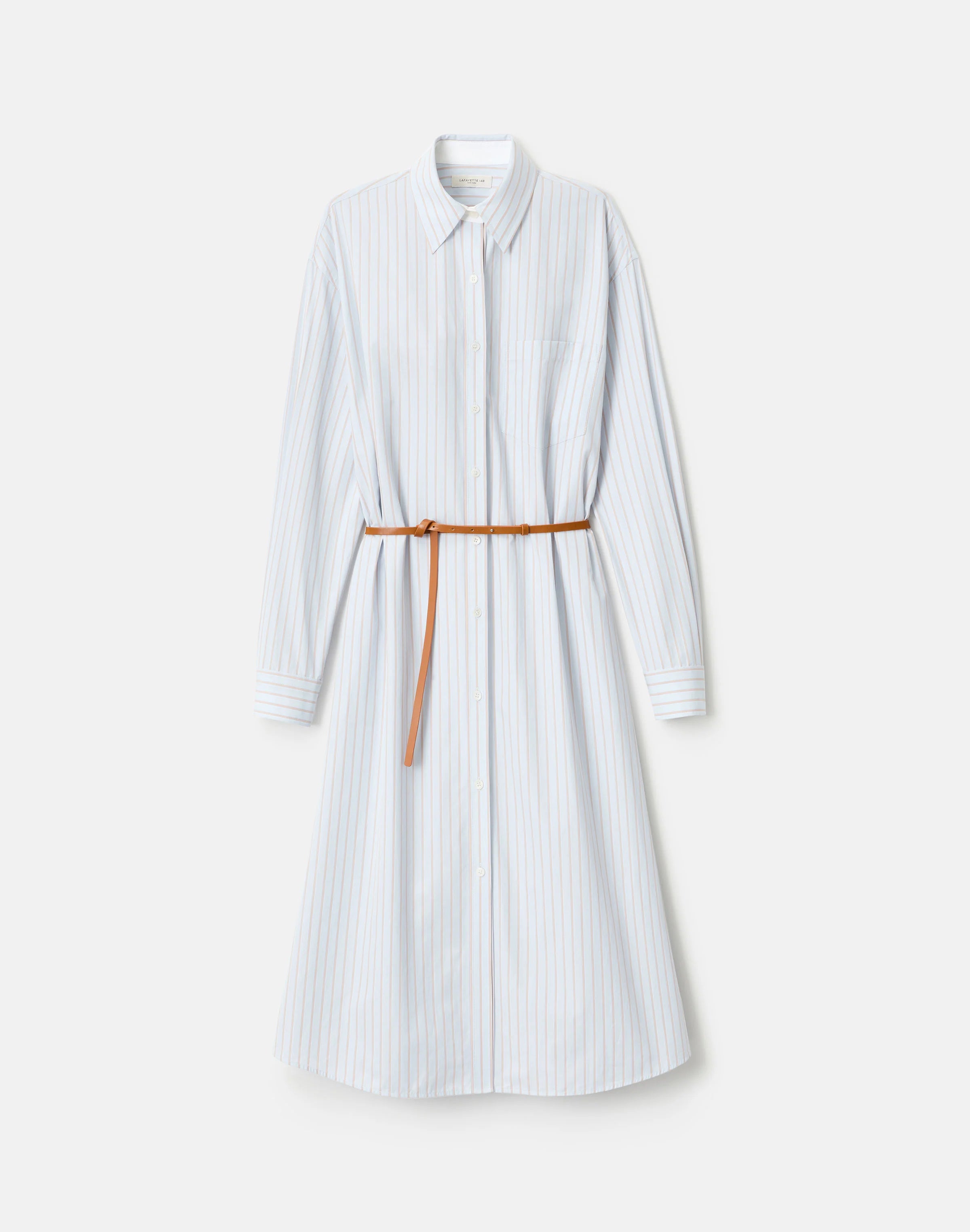 AURORA STRIPE COTTON BELTED OVERSIZED SHIRTDRESS