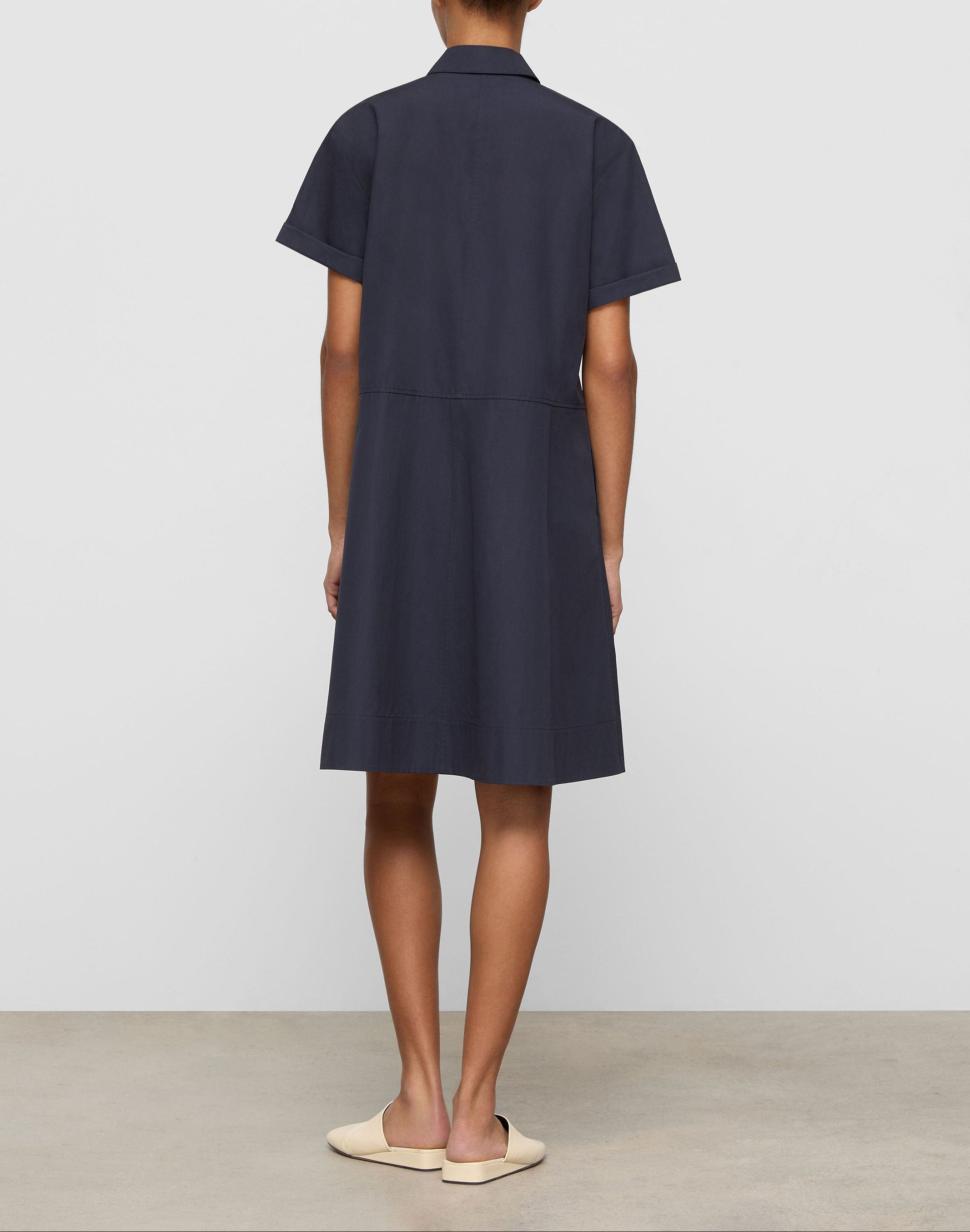 ORGANIC COTON POPLIN GATHERED WAIST SHIRTDRESS