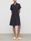 ORGANIC COTON POPLIN GATHERED WAIST SHIRTDRESS