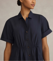 ORGANIC COTON POPLIN GATHERED WAIST SHIRTDRESS