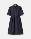ORGANIC COTON POPLIN GATHERED WAIST SHIRTDRESS