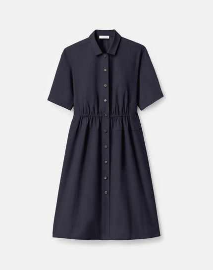 ORGANIC COTON POPLIN GATHERED WAIST SHIRTDRESS