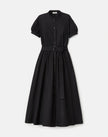 ORGANIC COTTON POPLIN PUFF SLEEVE BELTED SHIRTDRESS
