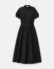ORGANIC COTTON POPLIN PUFF SLEEVE BELTED SHIRTDRESS
