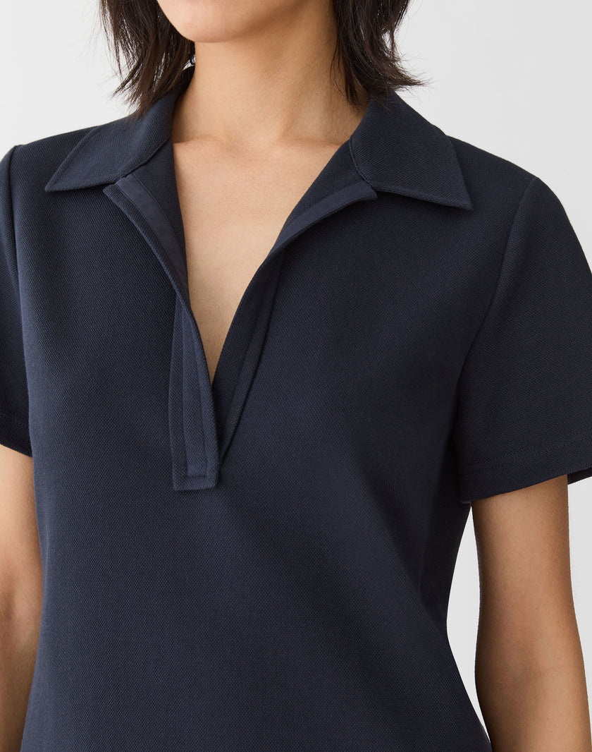 COTTON PIQUE JERSEY SHORT POLO DRESS