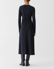 PINSTRIPE WOOL JERSEY LONG SLEEVE DRESS