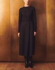 PINSTRIPE WOOL JERSEY LONG SLEEVE DRESS