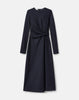 PINSTRIPE WOOL JERSEY LONG SLEEVE DRESS