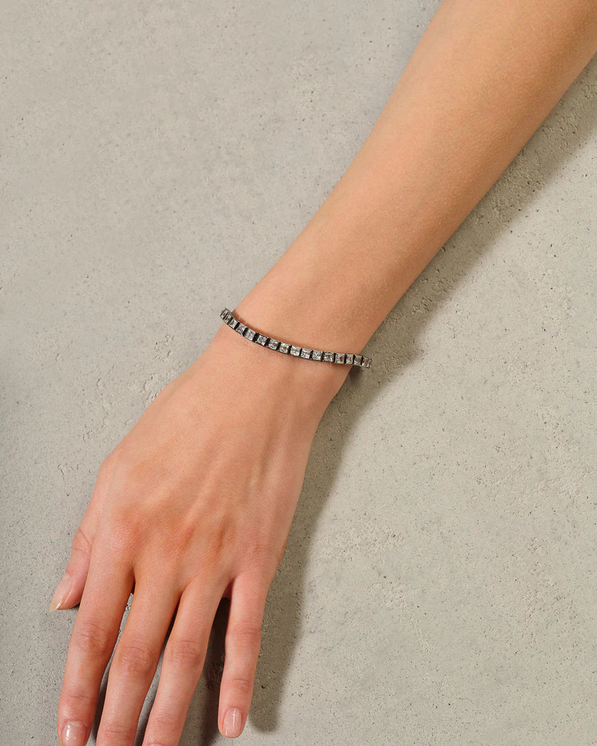 MINI TILE TENNIS BRACELET WHITE ZIRCON