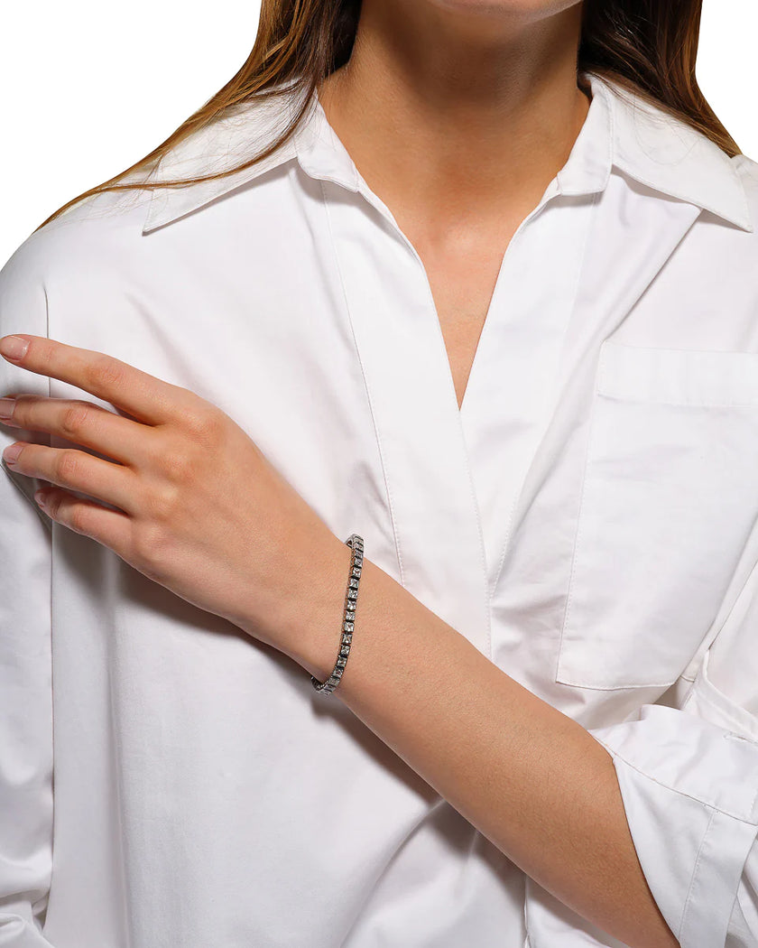 MINI TILE TENNIS BRACELET WHITE ZIRCON