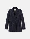 PINSTRIPE WOOL JERSEY DOUBLE BREASTED BLAZER