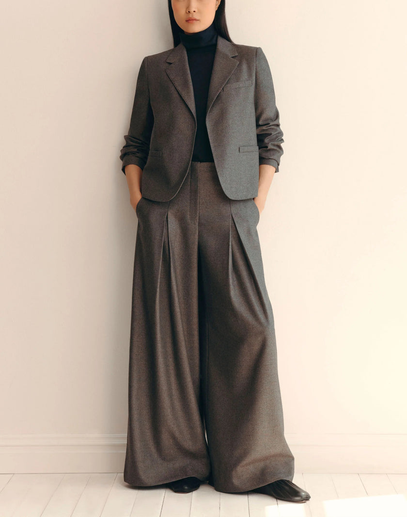 PIXELATED WOOL TWILL CROPPED BOYFRIEND BLAZER