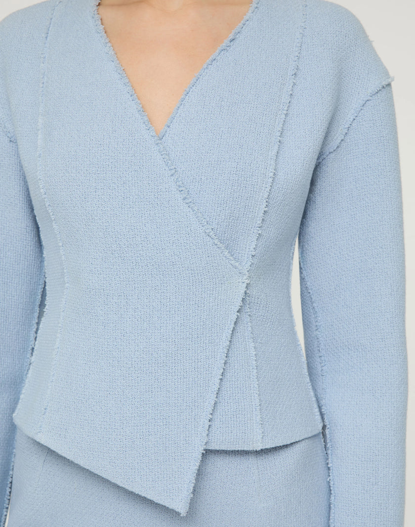 ORGANIC COTTON DOBBY ASYMMETRIC FITTED JACKET