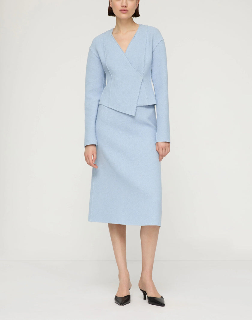 ORGANIC COTTON DOBBY ASYMMETRIC FITTED JACKET