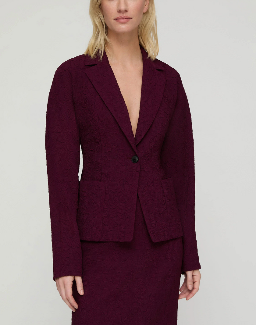 MATELASSE JACQUARD PINTUCK BACK JACKET