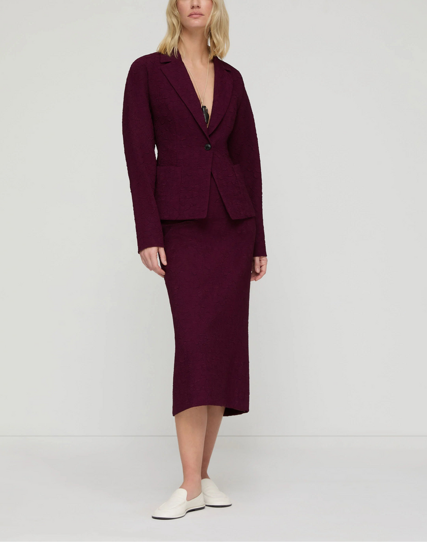 MATELASSE JACQUARD PINTUCK BACK JACKET