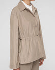 TECH TWILL GATHERED WAIST OVERSIZED JACKET