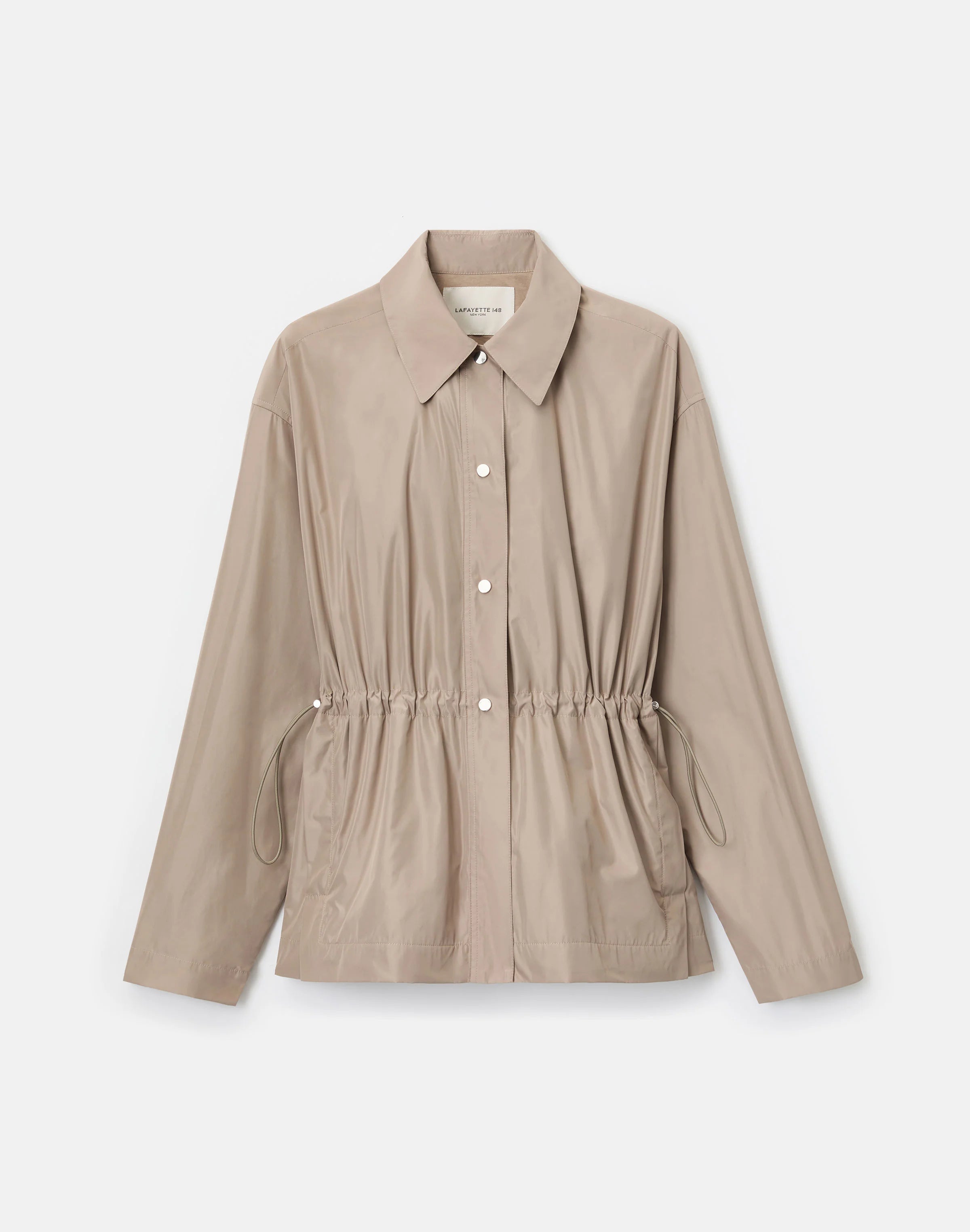 TECH TWILL GATHERED WAIST OVERSIZED JACKET