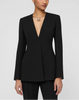 WOOL SILK CREPE COLLARLESS FITTED BLAZER