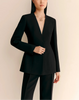 WOOL SILK CREPE COLLARLESS FITTED BLAZER