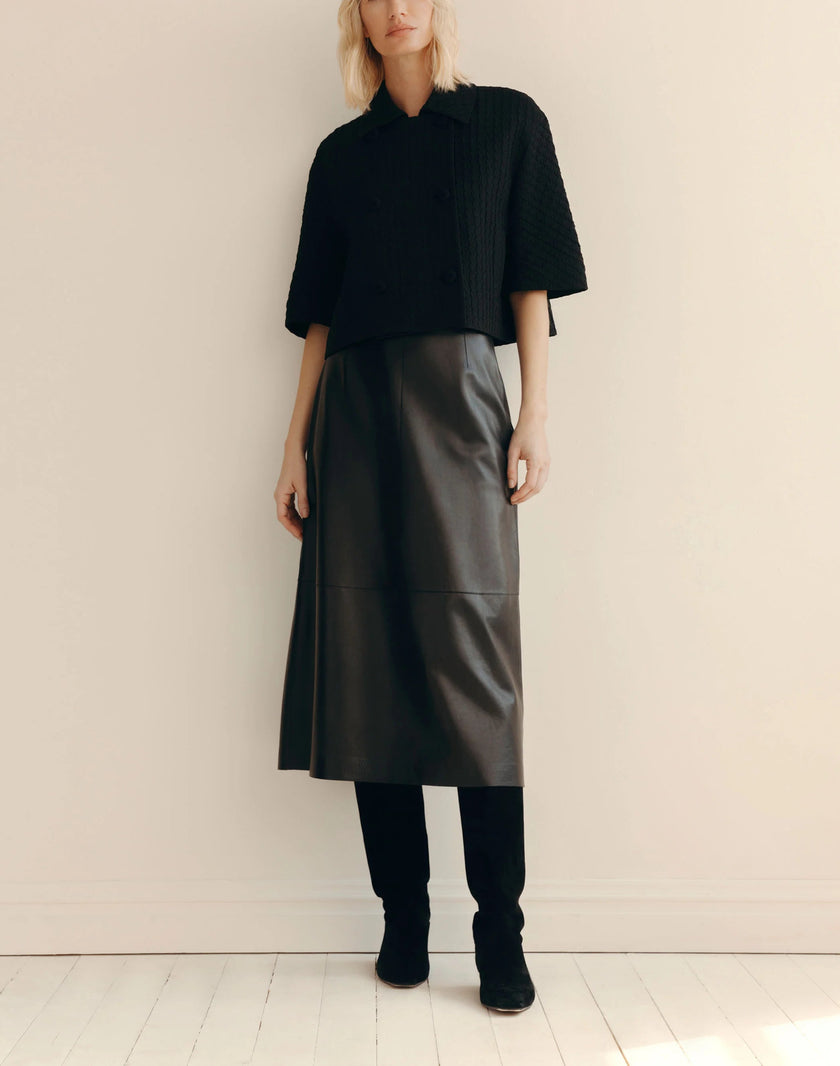 TEXTURED HOUNDSTOOTH DOUBLE BREASTED SHORT SLEEVE JACKET