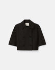 TEXTURED HOUNDSTOOTH DOUBLE BREASTED SHORT SLEEVE JACKET