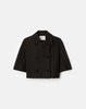 TEXTURED HOUNDSTOOTH DOUBLE BREASTED SHORT SLEEVE JACKET