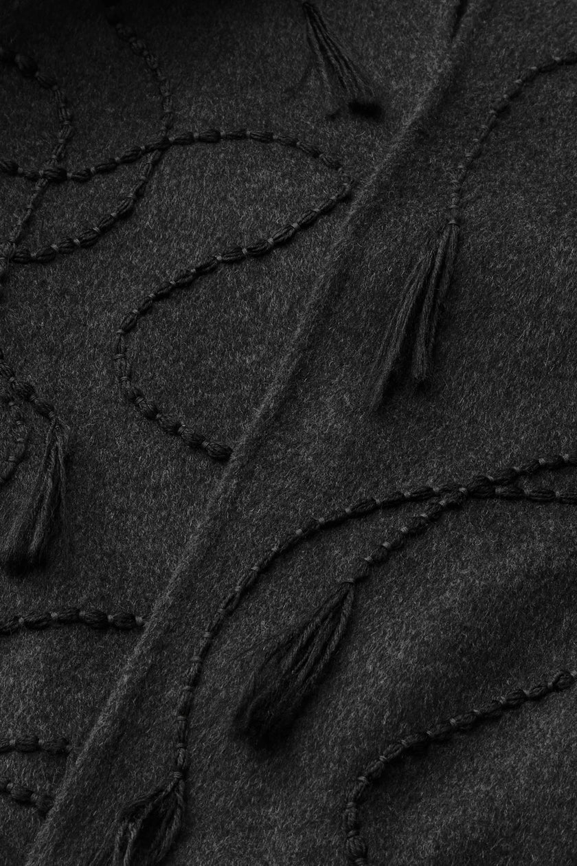 HAND EMBROIDERED TASSEL WOOL CASHMERE DOUBLE FACE JACKET