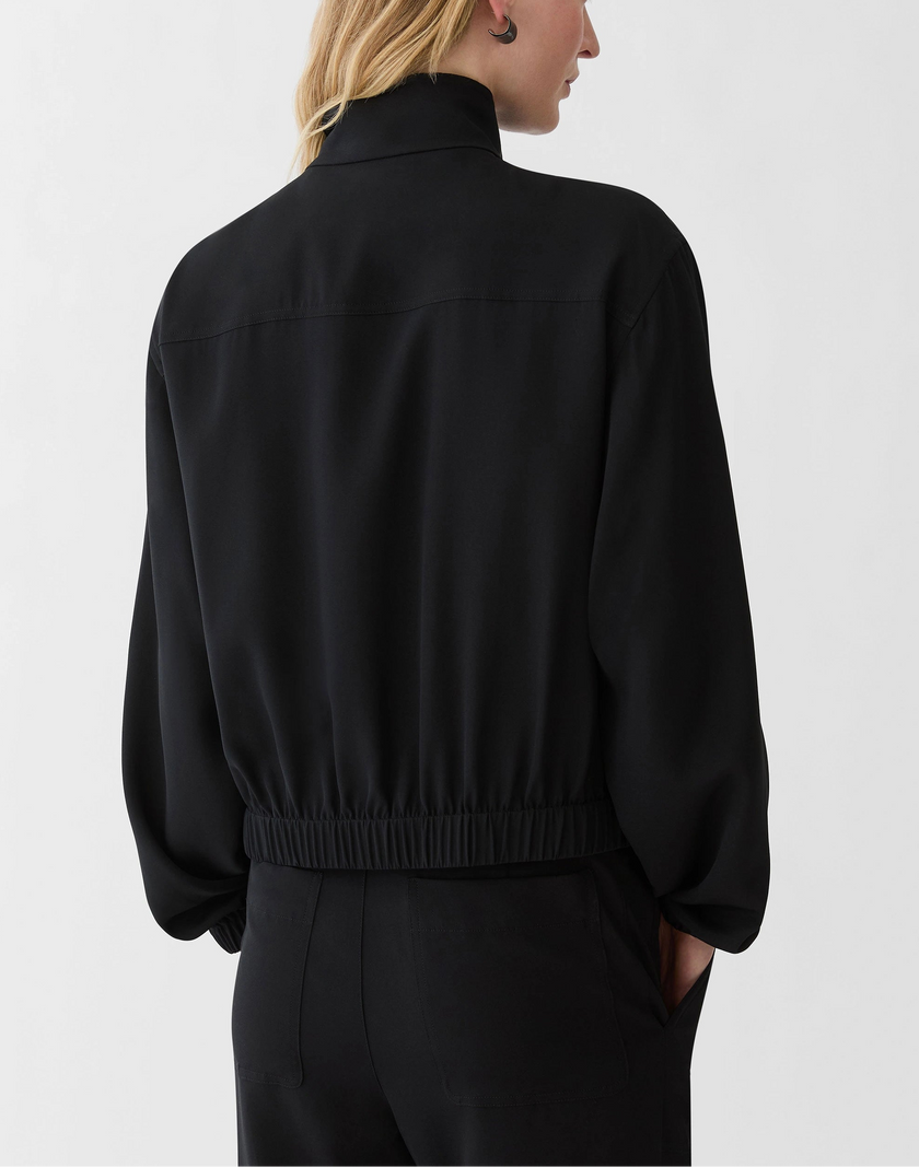 ORGANIC SILK STRETCH GEORGETTE ZIP FRONT BOMBER