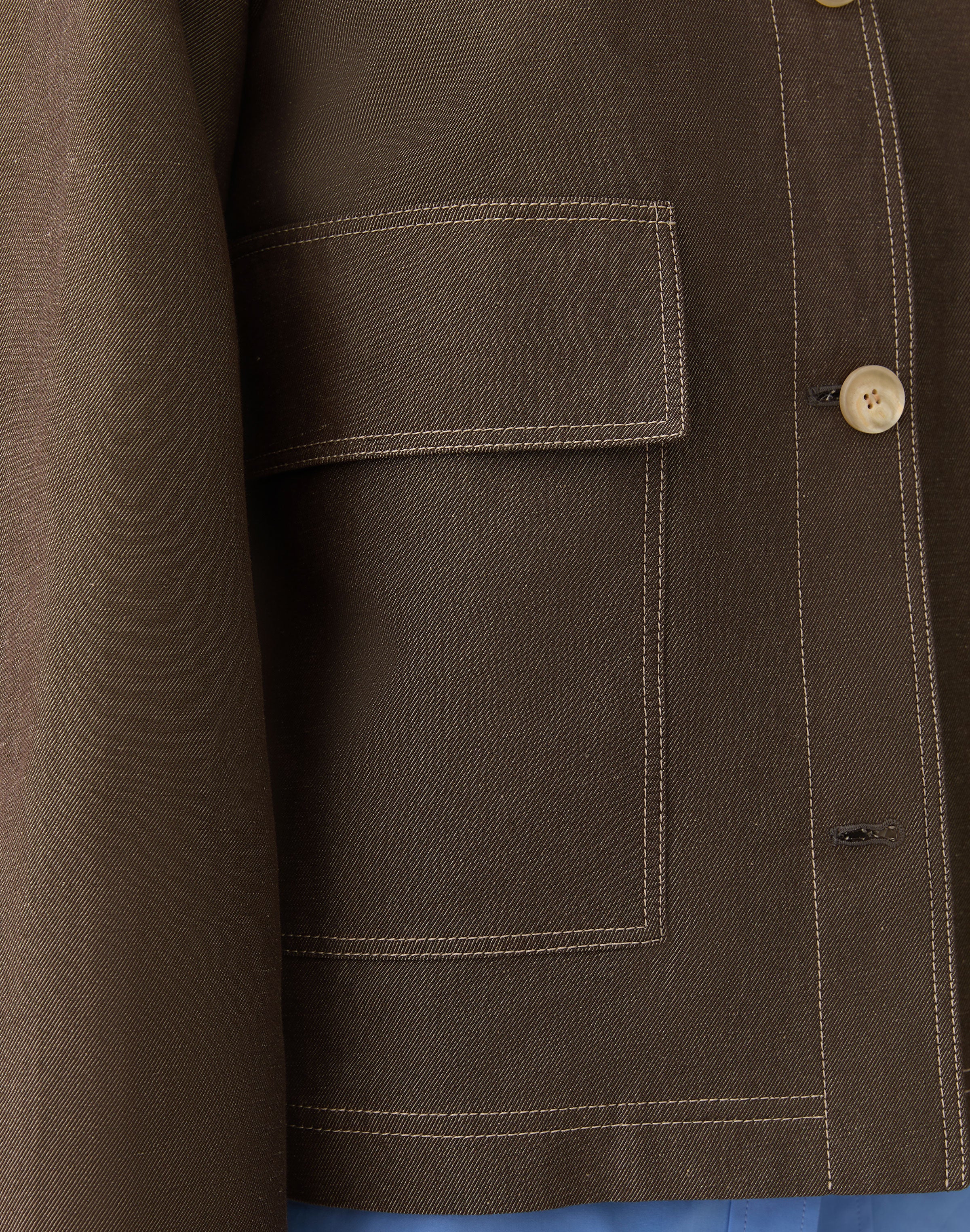 COTTON LINEN TWILL PATCH POCKET JACKET