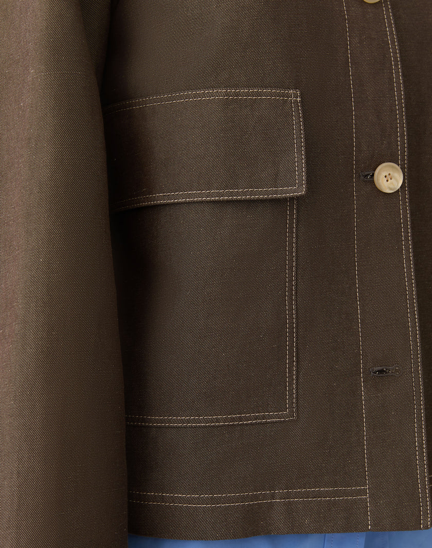 COTTON LINEN TWILL PATCH POCKET JACKET