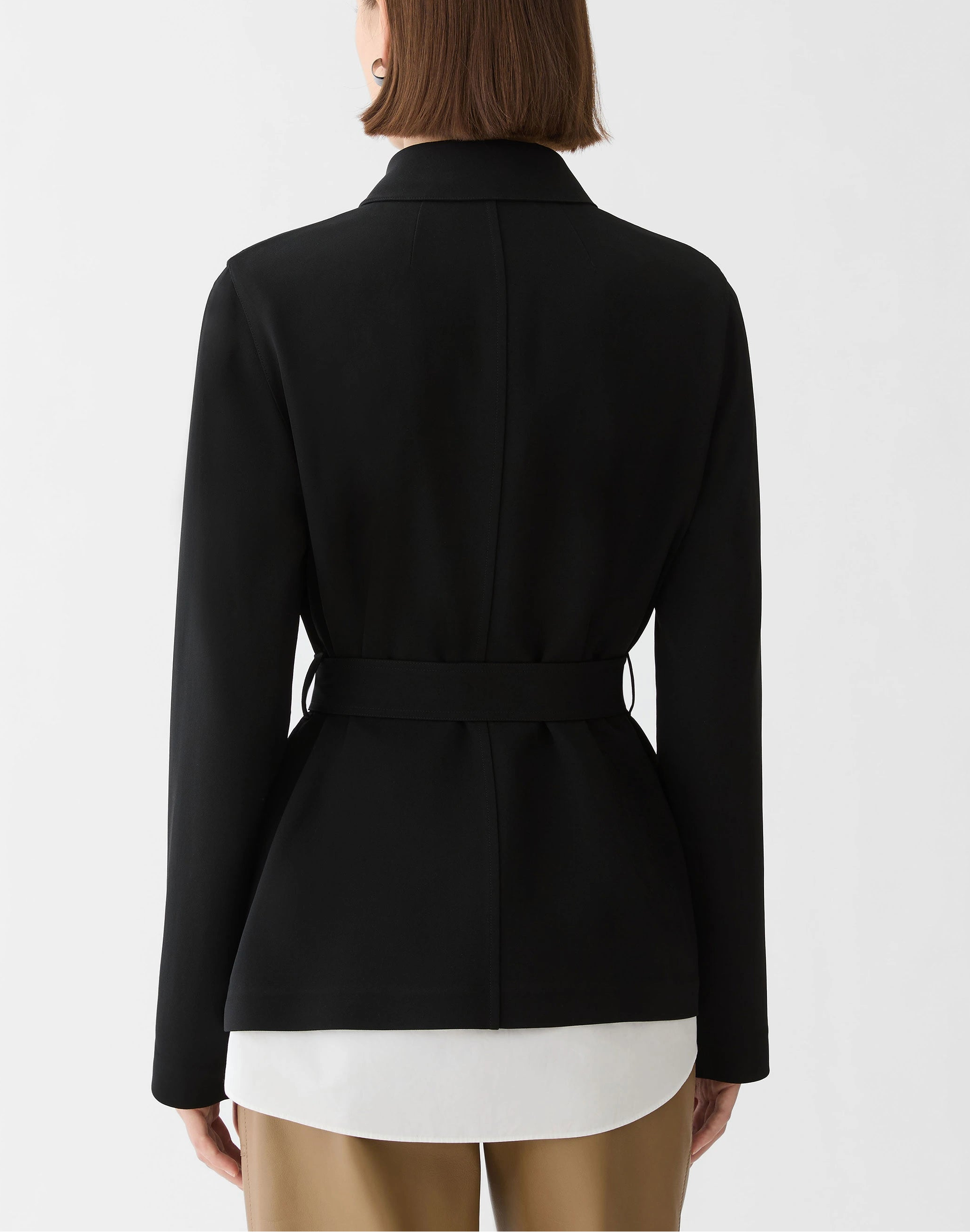 RESPONSIBLE FINESSE CREPE BELTED SHIRT JACKET