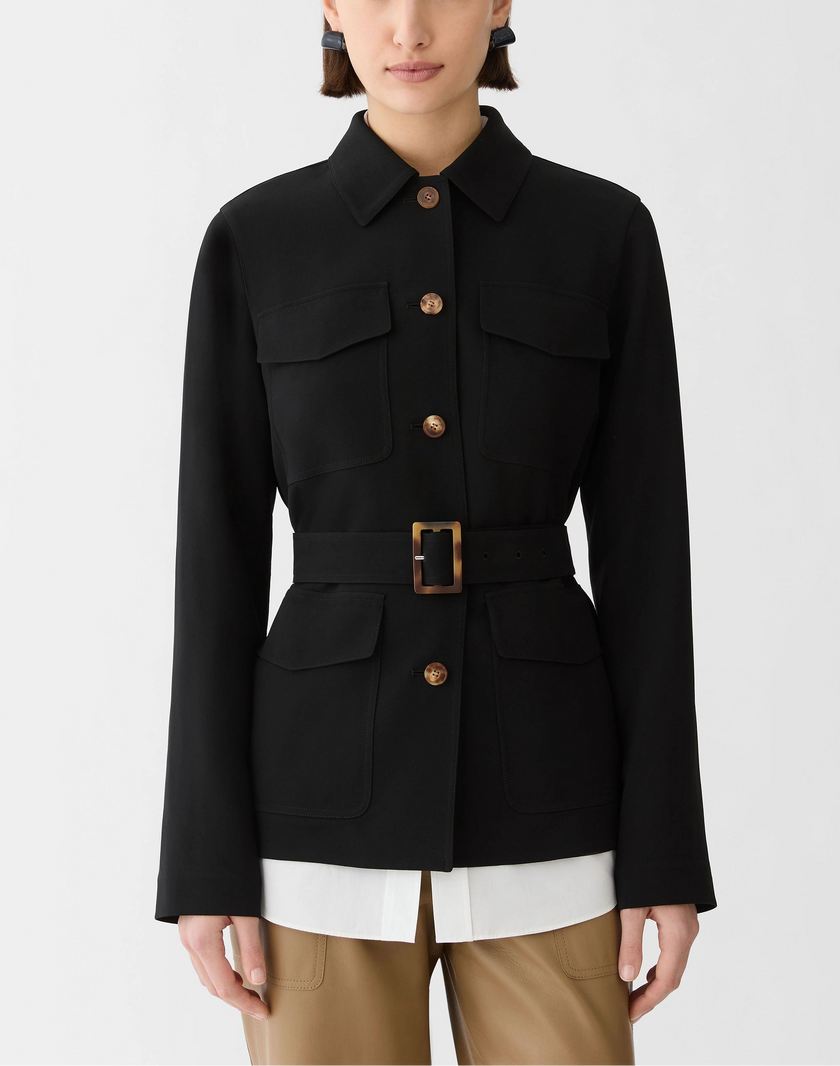 RESPONSIBLE FINESSE CREPE BELTED SHIRT JACKET