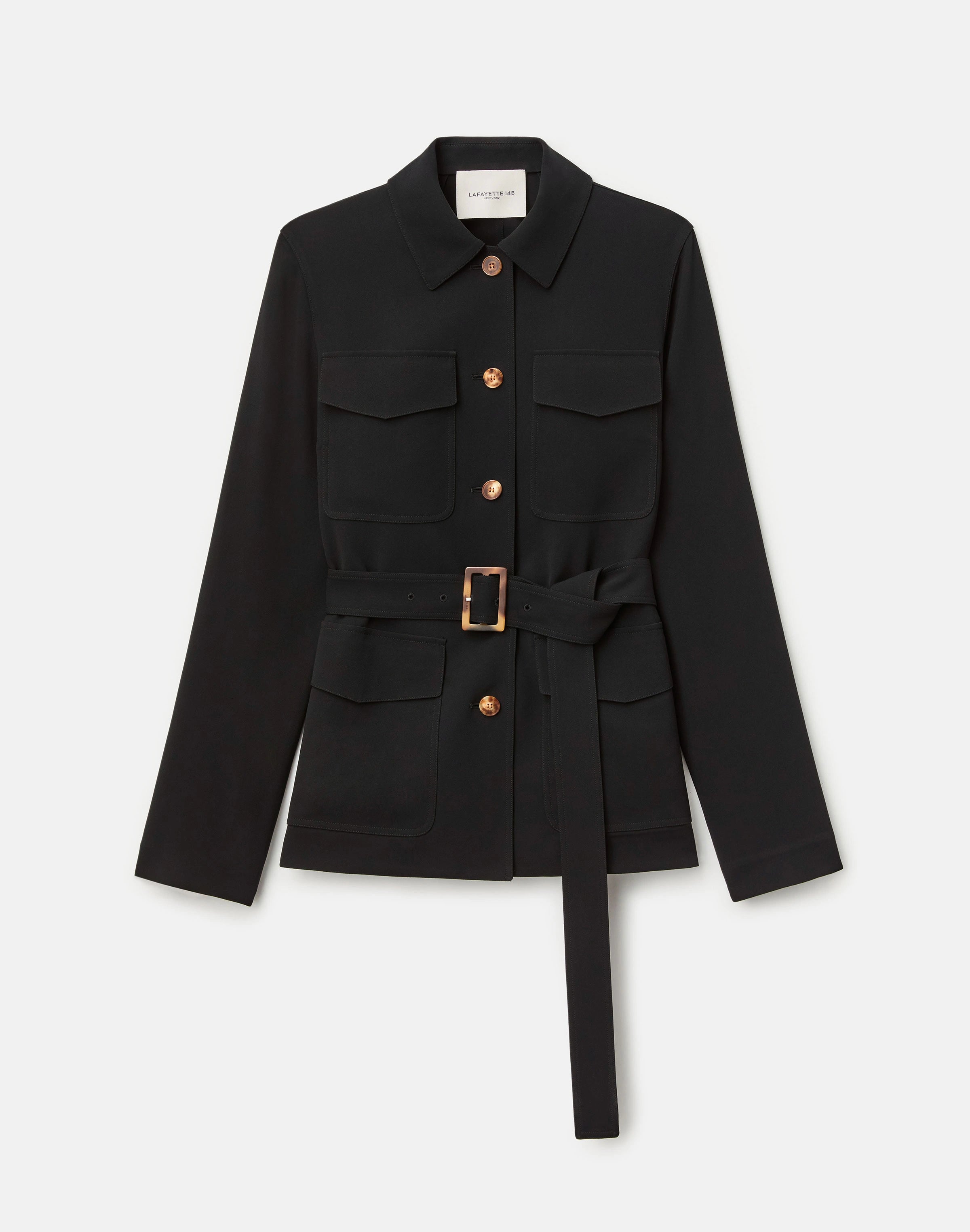 RESPONSIBLE FINESSE CREPE BELTED SHIRT JACKET