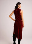 MOCK NECK VELVET DRESS