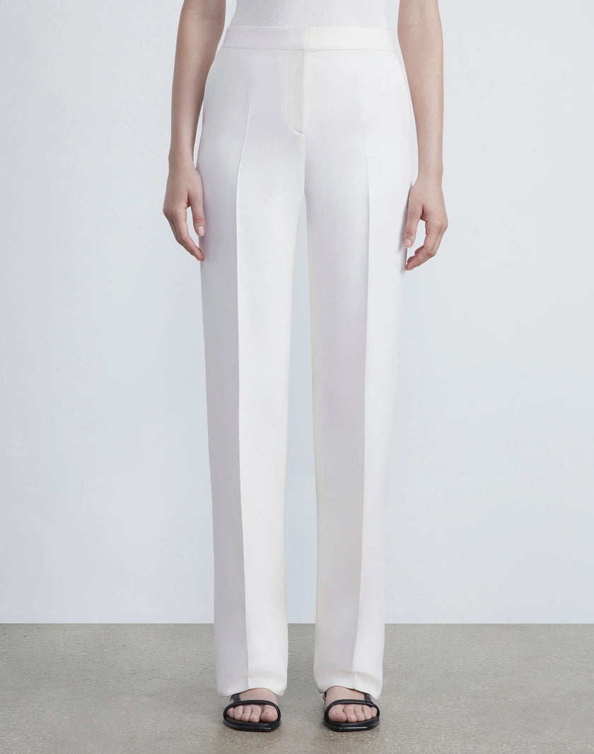 WOOL SILK CREPE GATES PANT IN CLOUD