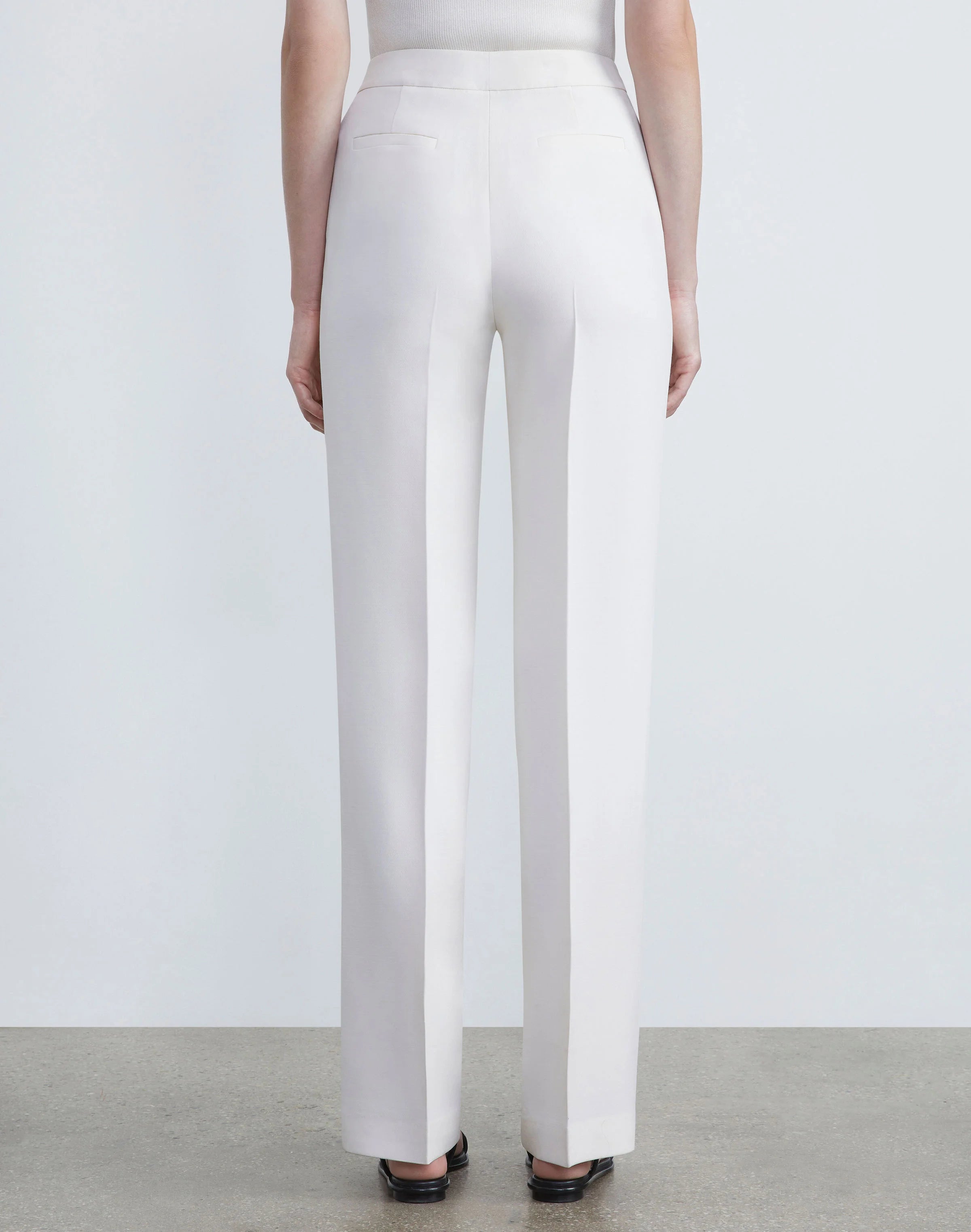 WOOL SILK CREPE GATES PANT IN CLOUD